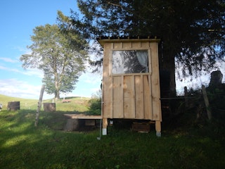 Compost toilet with large window to enjoy the beautiful view in all situations