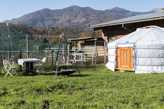 Our yurt with mountain view (Gradiccioli and Monte Lema)
