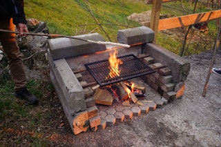 Barbecue area with grate