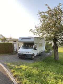 Here you can park your camper, length 8 m, width 3m in the front area 4,5m