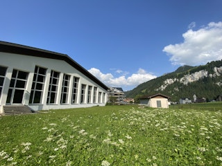 Meadow directly behind the swimming pool