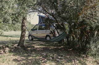 While older people can relax in the shade of mastic trees and wild olive trees.