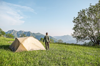 The tent and the surrounding landscape