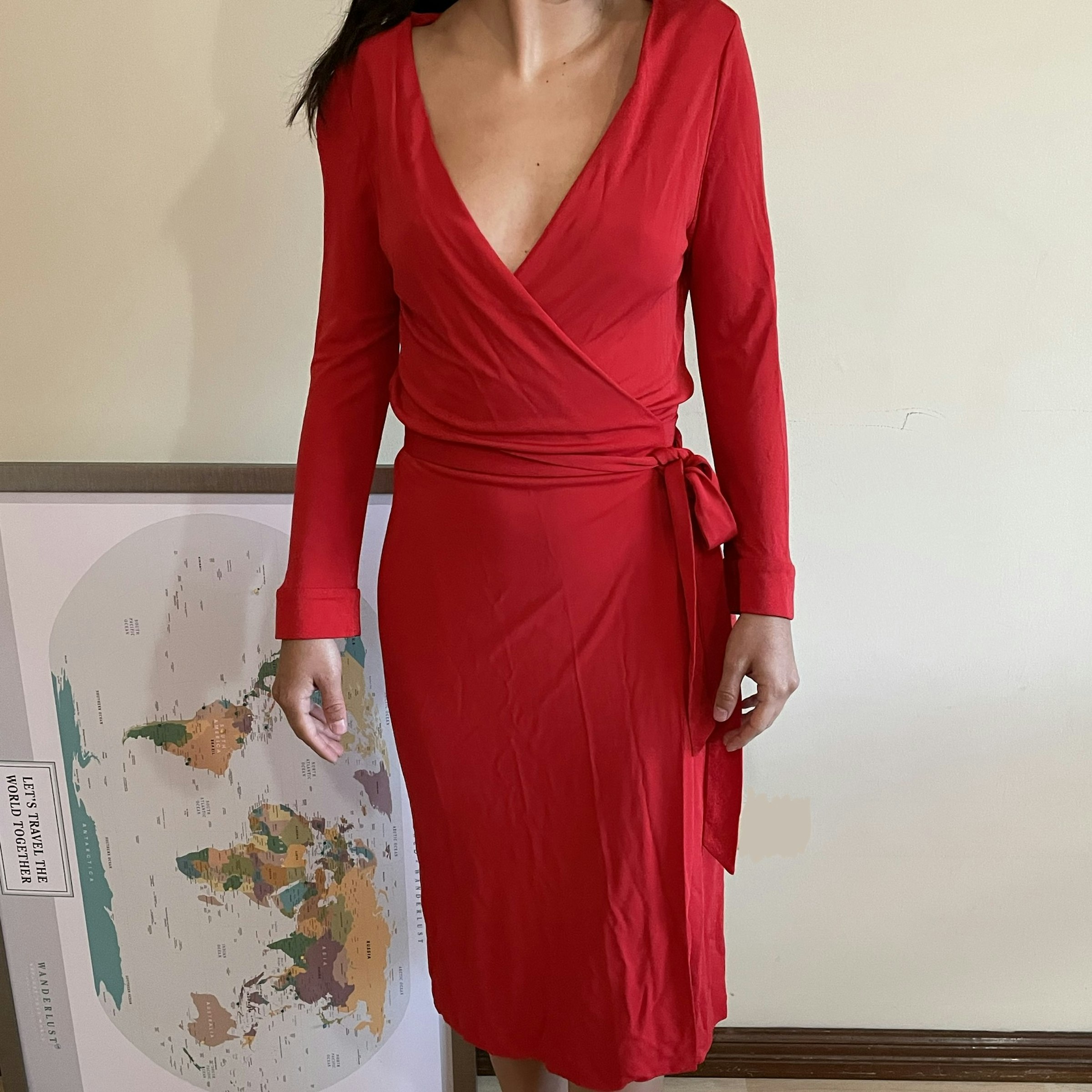 Vestido rojo cruzado Diane Von Furstenberg POPUP - $2, | Gloset