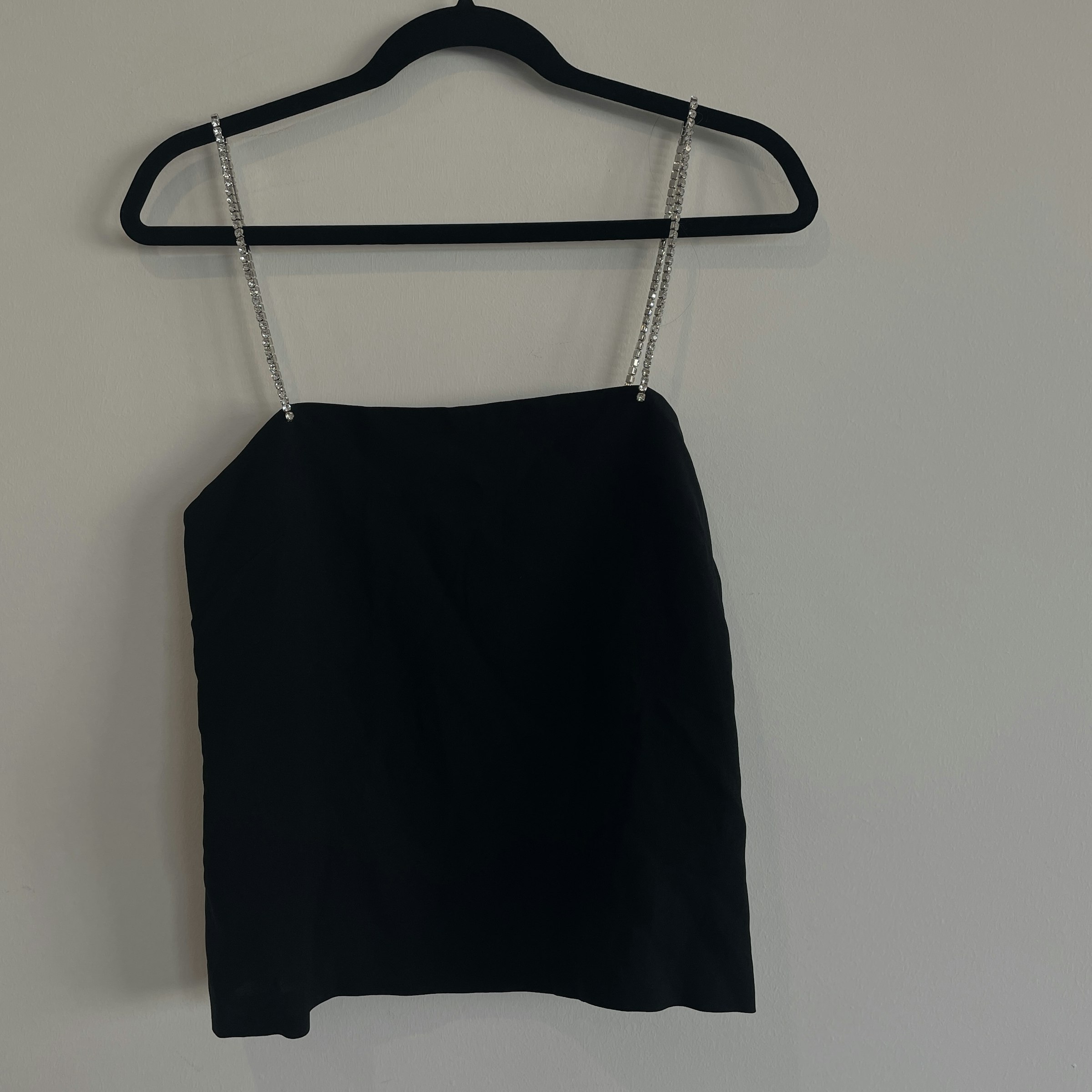 confiar Marina Surrey Blusa negra con tirantes de cadena de cristal Zara POPUP - $187.50 | Gloset