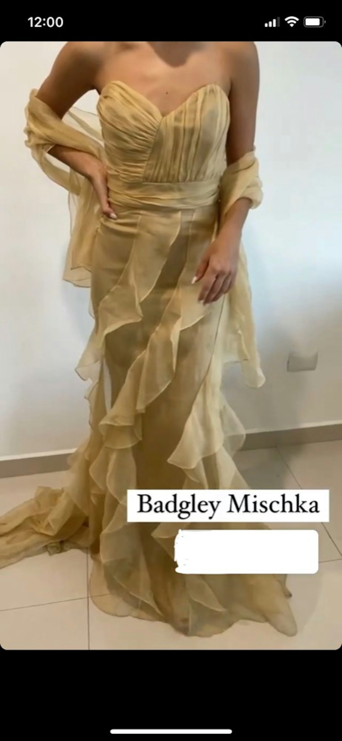 Vestido strapless de chiffon drapeado Badgley Mischka - $ | Gloset
